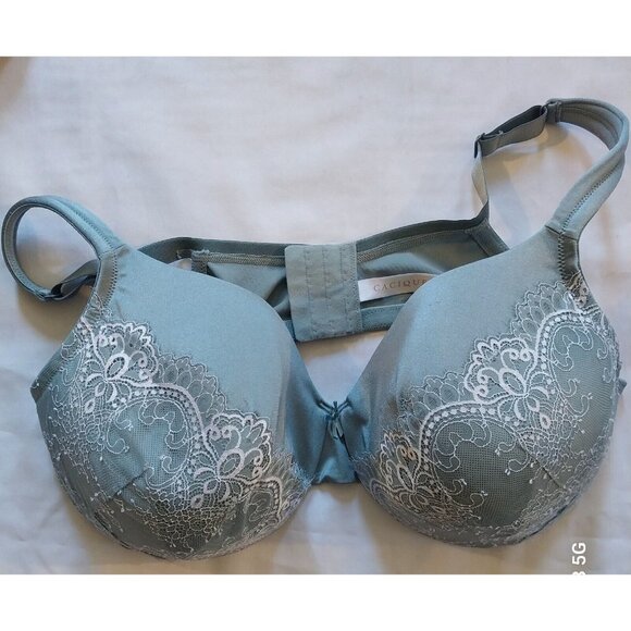 Cacique 46DD Lace Overlay Lightly Lined Underwire Bra Sage Green Adjustable Stra - Picture 4 of 8